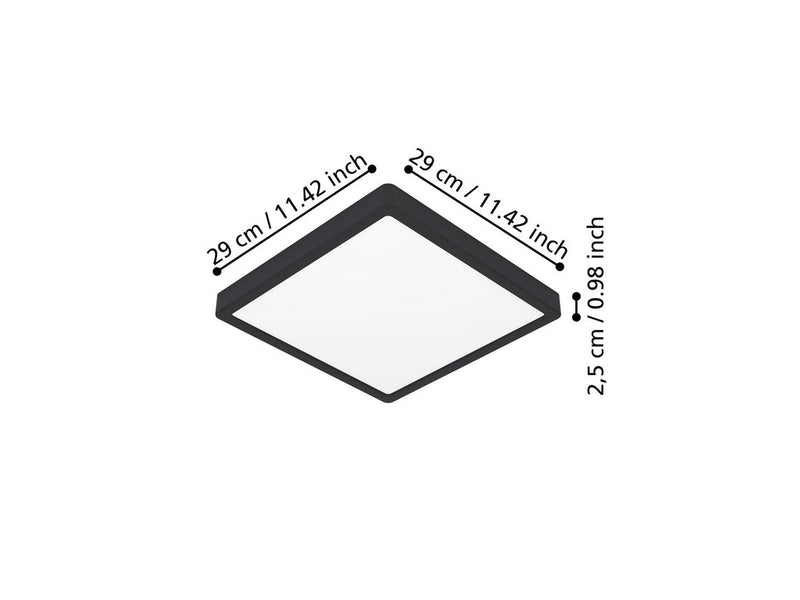 EGLO FUEVA 6 PLAFOND 290X290 CCT 13W 2100LM SCHWARZ