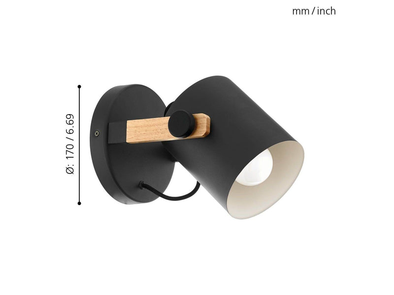 EGLO Hornwood wall lampe, black/tree