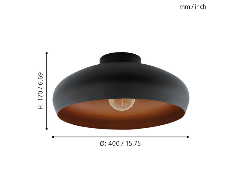 EGLO MOGANO Deckenleuchte, schwarz, kupfer