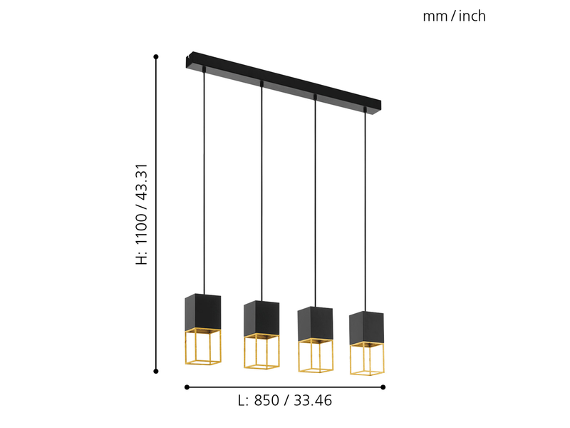 EGLO MONTEBALDO Hängeleuchte, schwarz, gold *DEMO*
