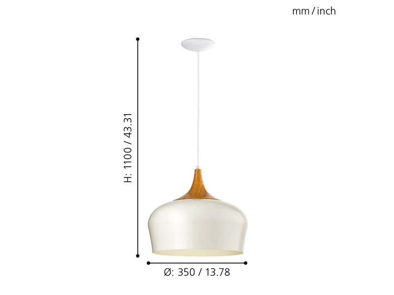 EGLO OBREGON Hängeleuchte, creme, eiche