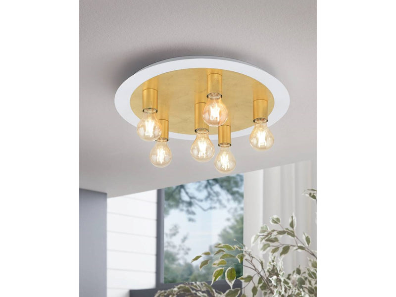 EGLO PASSANO DECKENLEUCHTE 5L WEISS/GOLD