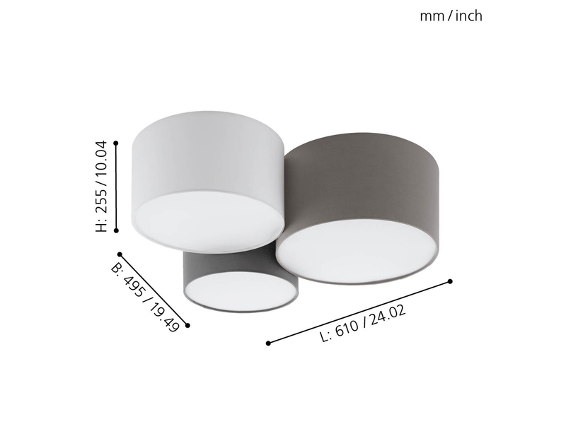 EGLO PASTORE Deckenleuchte, anthrazit-braun, weiss, grau