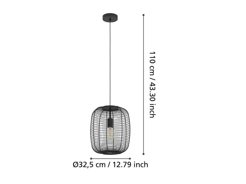 EGLO RINROE PENDELLEUCHTE E27 SCHWARZ