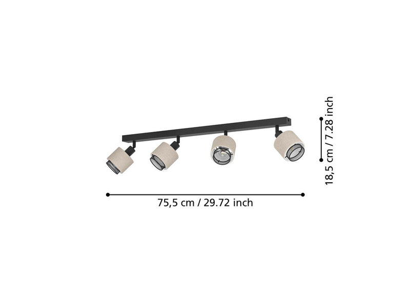 EGLO ROSLEY SPOT RAIL L750 4XE14 SCHWARZ/LEINEN