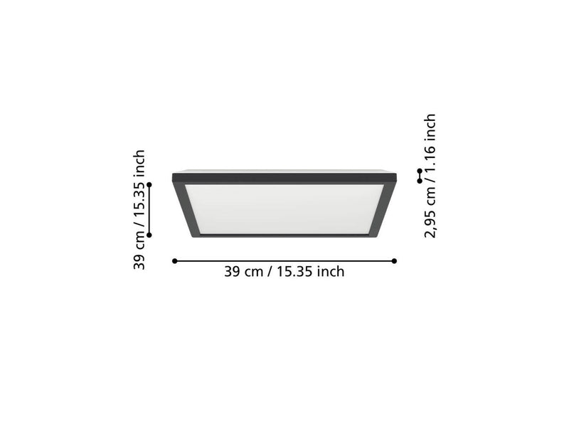 EGLO ROVITO-R DECKE 390X390 CCT 21W 3000LM DIMMBARB. IP44 SCHWARZ