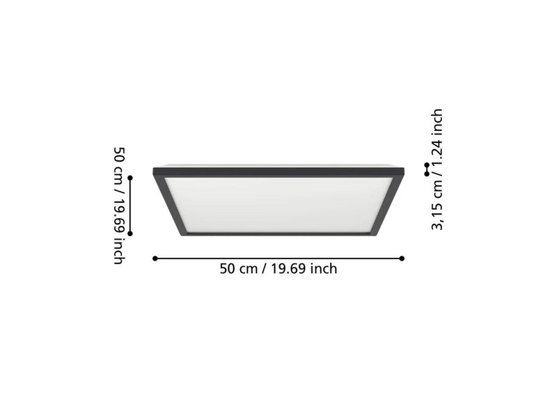 EGLO ROVITO-R DECKENLEUCHTE 500X500 CCT 28.8W 4200LM DIMMINGB. IP44 SCHWARZ