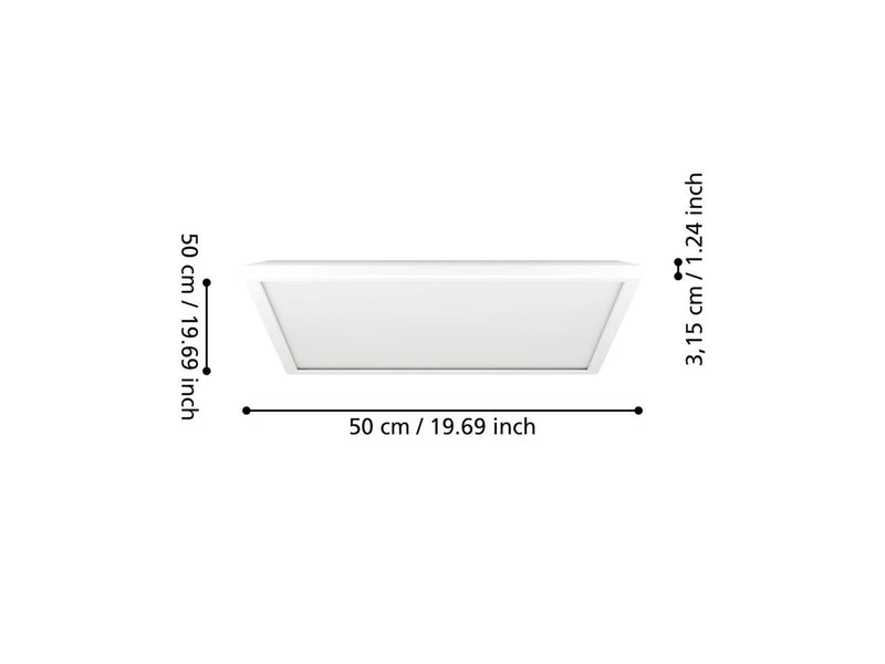 EGLO ROVITO-R DECKENLEUCHTE 500X500 CCT 28.8W 4200LM DIMMINGB. IP44 WEISS