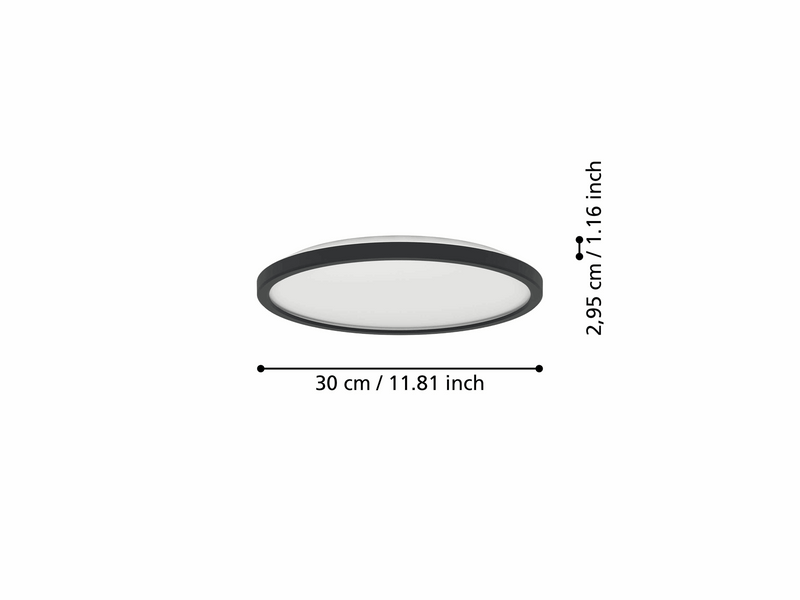 EGLO ROVITO-Z DECKE Ø300 RGB/CCT 14.4W 1800LM MIT FERNBEDIENUNG B. IP44 SCHWARZ