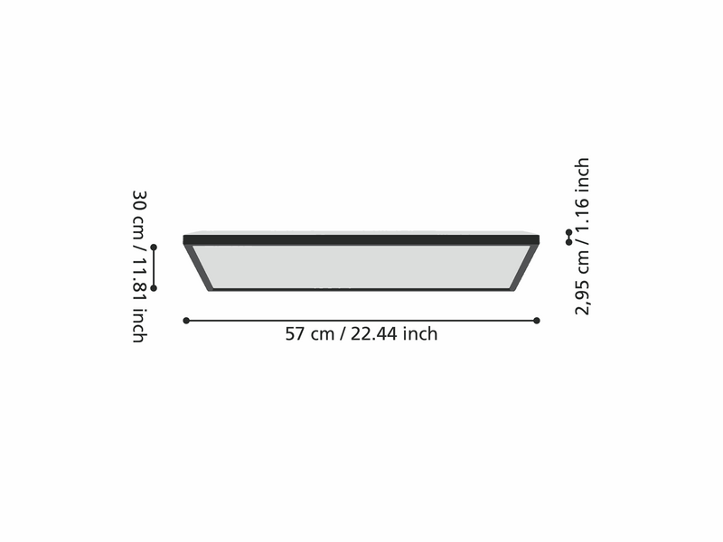 EGLO ROVITO-Z DECKE 570X300 RGB/CCT 21W 3000LM IP44 SCHWARZ