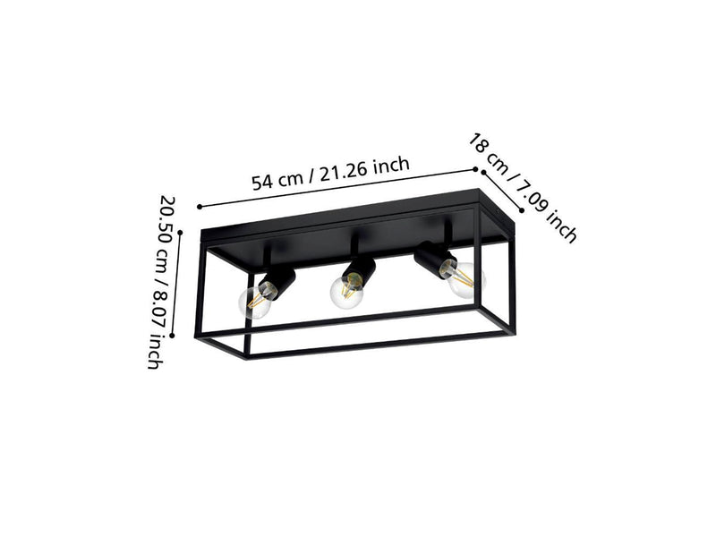 EGLO SILENTINA DECKENLEUCHTE 3XE27 SCHWARZ