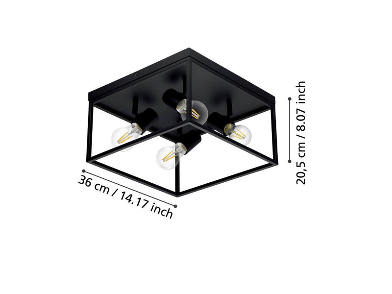 EGLO SILENTINA DECKENLEUCHTE 4XE27 SCHWARZ