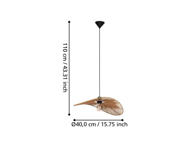 EGLO SIRUELA PENDELLEUCHTE 560X400 E27 SCHWARZ/NATUR FSC