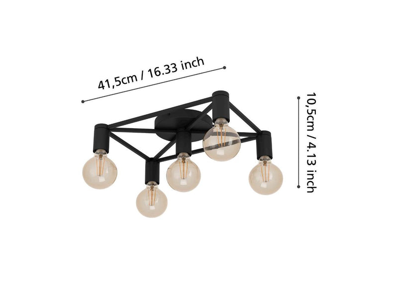 EGLO SPEKE DECKENLEUCHTE 5L E27 SCHWARZ