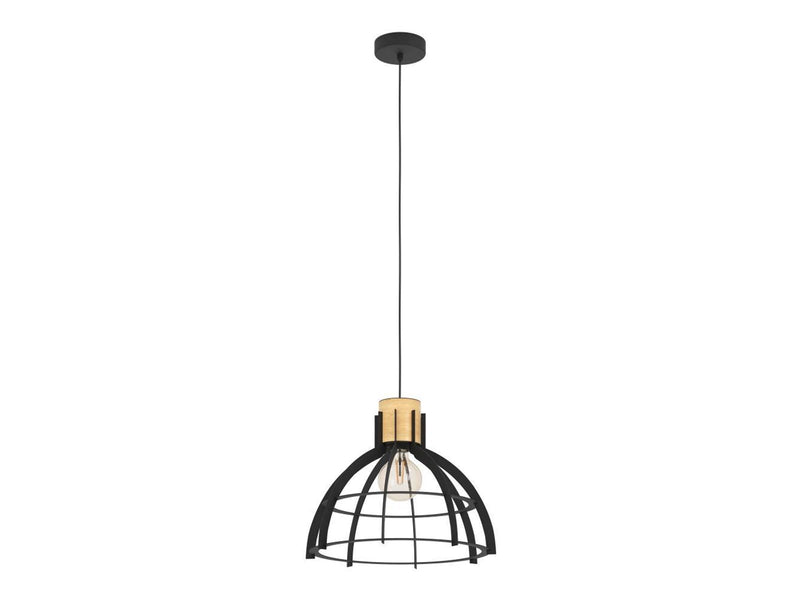 EGLO STILLINGTON PENDELLEUCHTE E27 SCHWARZ/HOLZ