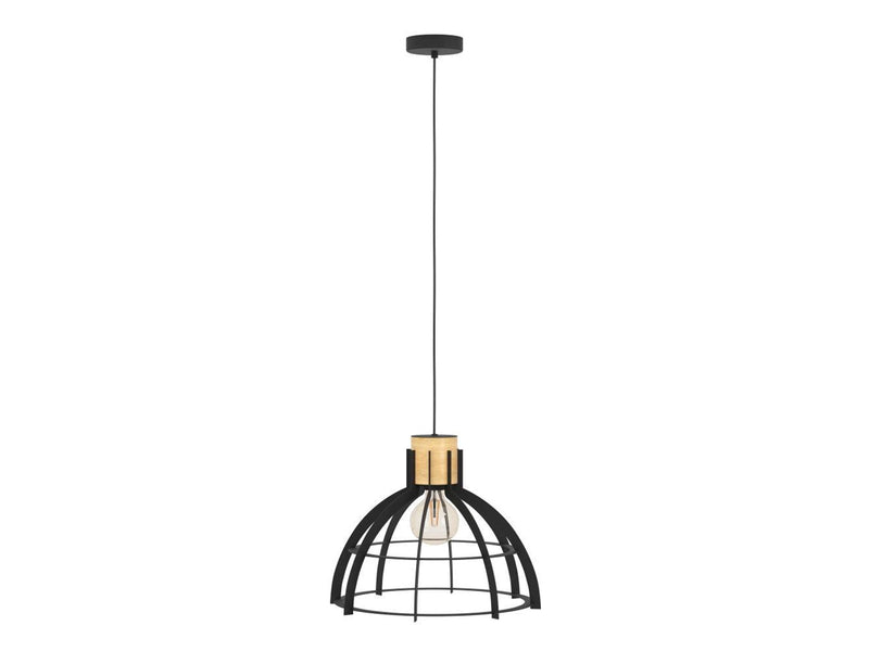 EGLO STILLINGTON PENDELLEUCHTE E27 SCHWARZ/HOLZ
