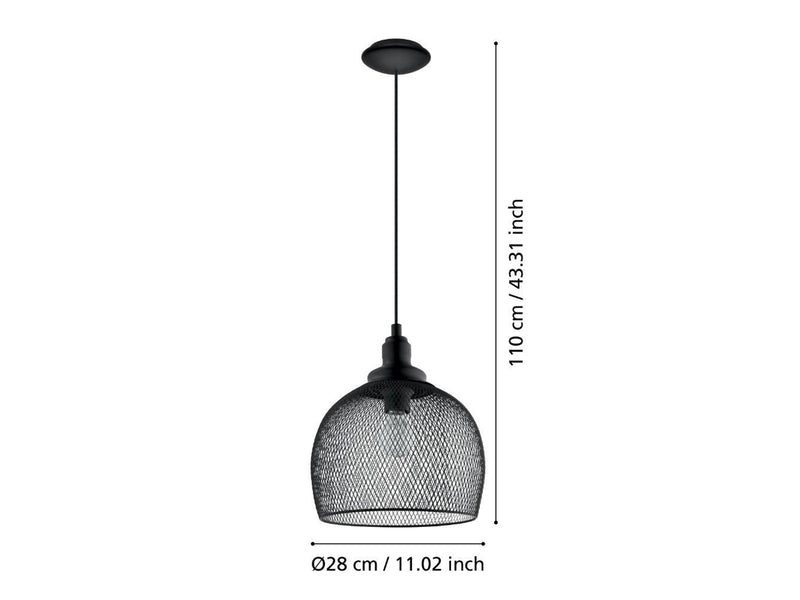 EGLO STRAITON PENDELLEUCHTE E27 Ø280 SCHWARZ