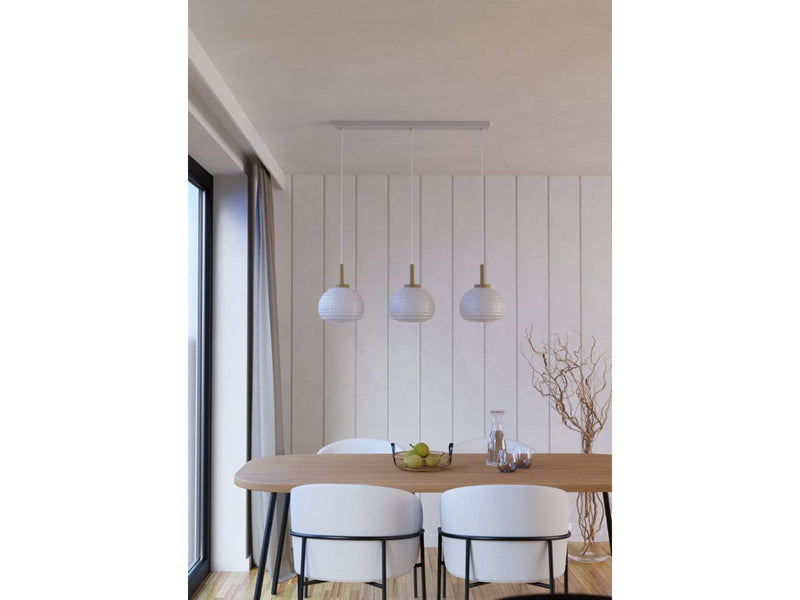 EGLO SUMMERHILL LANGER TISCH 3XE27 HOLZ/WEISSES PAPIER SIEB FSC