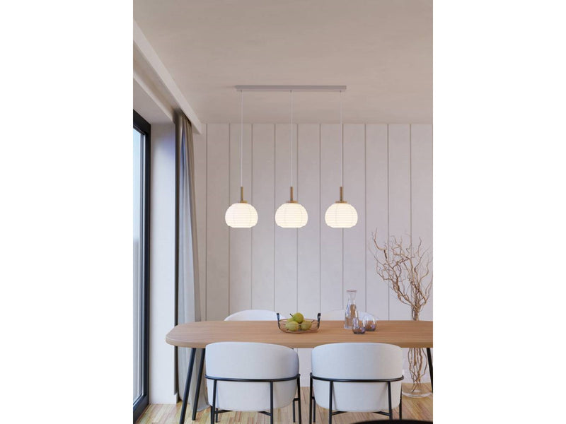 EGLO SUMMERHILL LANGER TISCH 3XE27 HOLZ/WEISSES PAPIER SIEB FSC