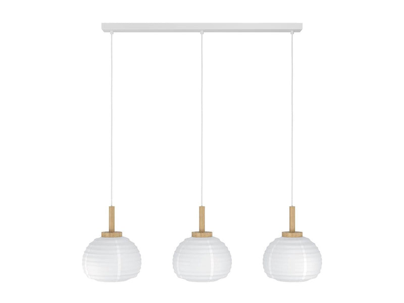 EGLO SUMMERHILL LANGER TISCH 3XE27 HOLZ/WEISSES PAPIER SIEB FSC