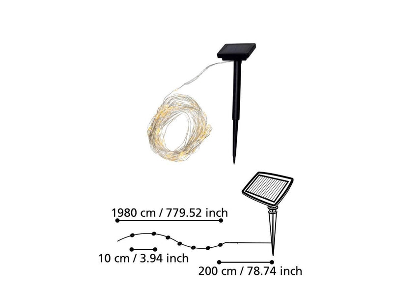 EGLO Solar light strip 19.9 meters clear