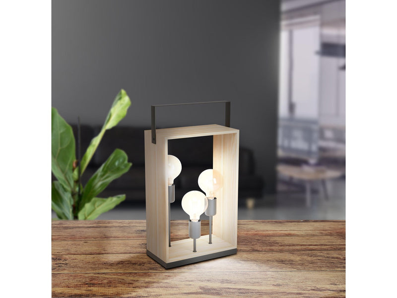 EGLO Stars of Light FAMBOROUGH TISCH 3L E27 SCHWARZ/HOLZ
