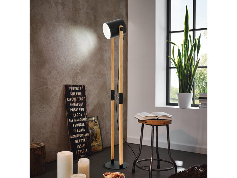 EGLO Stars of Light HORNWOOD STEHLAMPE E27 H1400 HOLZ/SCHWARZ