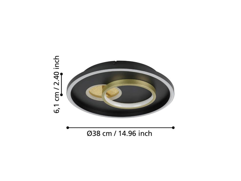 EGLO TIRIOLO DECKENLEUCHTE Ø380 1800LM 4000K SCHWARZ/GOLD