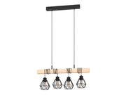 EGLO TOWNSHEND 5 LANGER TISCH 4XE27 L700 SCHWARZ/HOLZ