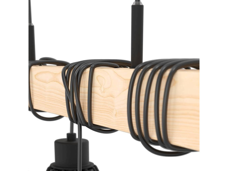 EGLO TOWNSHEND 5 LANGER TISCH 4XE27 L700 SCHWARZ/HOLZ
