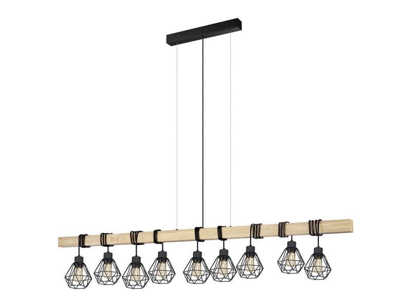 EGLO TOWNSHEND 5 LANGER TISCH 9L SCHWARZ/HOLZ