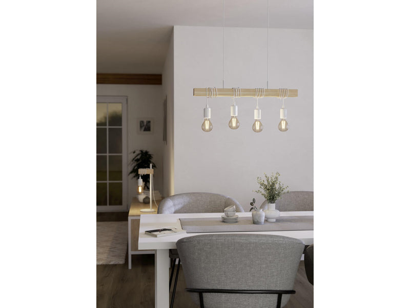 EGLO TOWNSHEND LANGER TISCH 4L WEISS/HOLZ