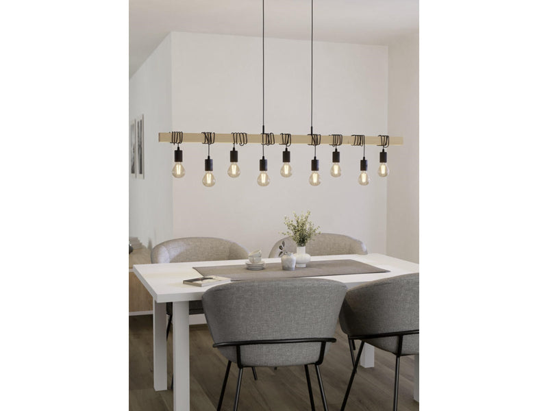 EGLO TOWNSHEND LANGER TISCH 9L SCHWARZ/HOLZ FSC
