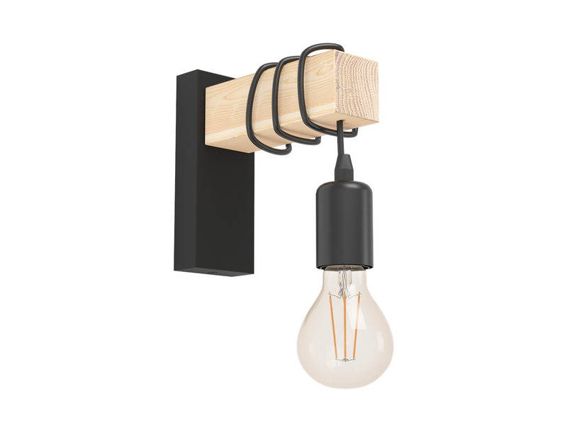 EGLO TOWNSHEND Wandleuchte, schwarz, braun