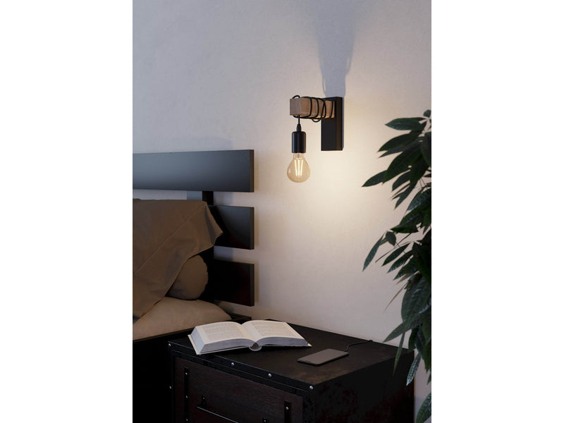 EGLO TOWNSHEND Wandleuchte, schwarz, braun