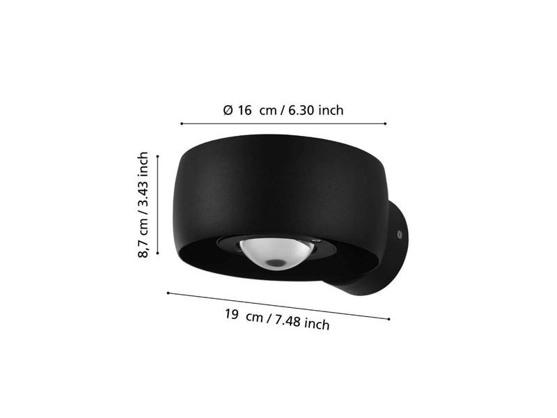 EGLO TREVIOLO 1 AUSSENWAND 2X2.2W 2X230LM IP44 SCHWARZ