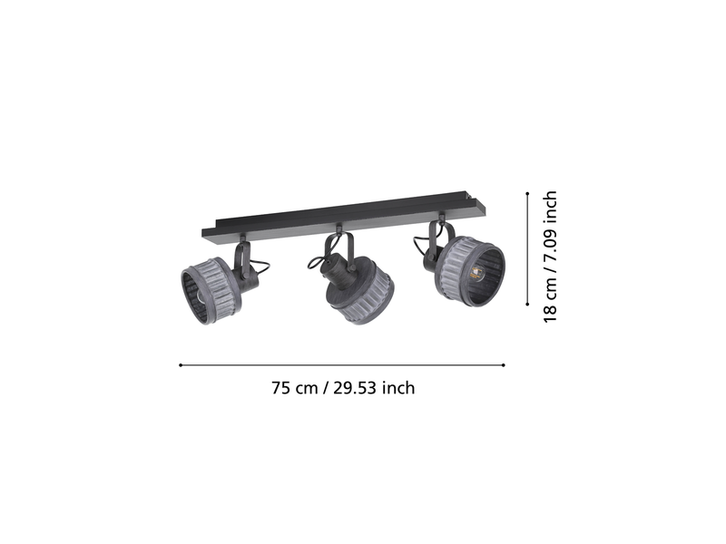 EGLO TURROCK SPOTSCHIENE 3XE27 SCHWARZ