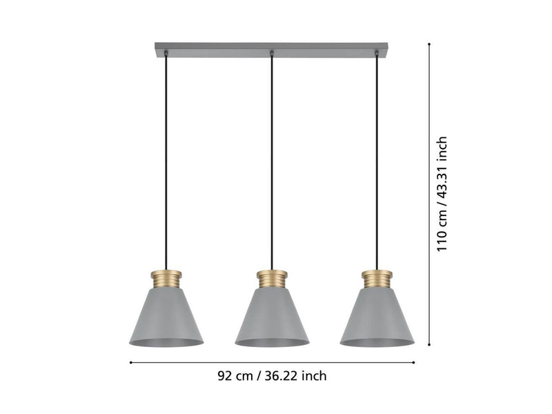 EGLO TWICKEN LANGER TISCH 3L E27 GRAU/GOLD