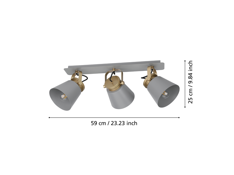 EGLO TWICKEN SPOTSCHIENE 3L E27 GRAU/GOLD