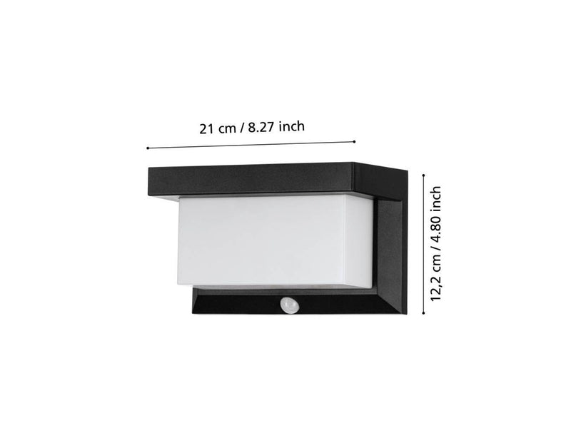 EGLO Utrera Solar Wall with Sensor L200 800LM 2000MAH Black