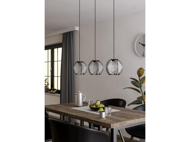 EGLO WAVERTON LANGTISCH L920 E27 SCHWARZ/HOLZ/WEISS