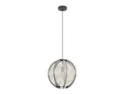 EGLO WAVERTON PENDELLEUCHTE Ø400 E27 SCHWARZ/HOLZ/WEISS