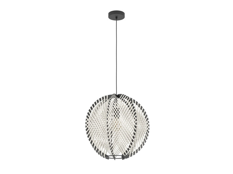 EGLO WAVERTON PENDELLEUCHTE Ø480 E27 SCHWARZ/HOLZ/WEISS