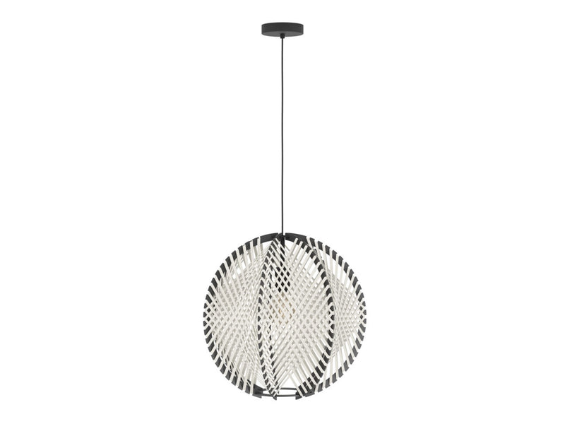 EGLO WAVERTON PENDELLEUCHTE Ø480 E27 SCHWARZ/HOLZ/WEISS