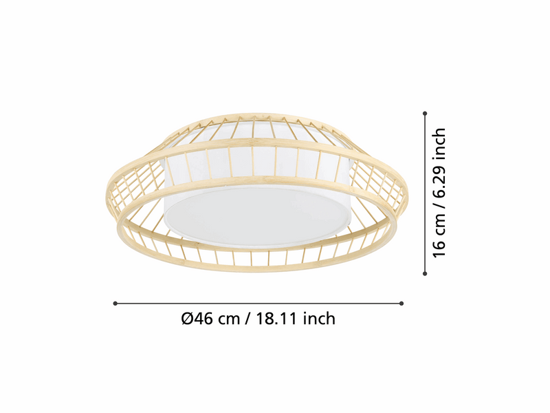 EGLO YUKU-Z DECKENLEUCHTE Ø460 RGBTW WEISS/BAMBUS NATUR
