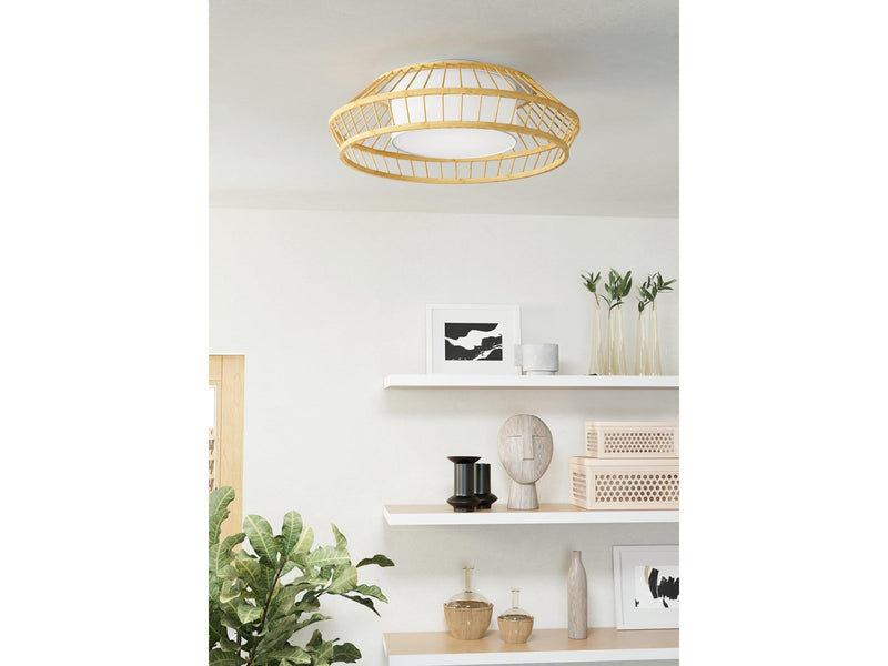 EGLO YUKU-Z DECKENLEUCHTE Ø460 RGBTW WEISS/BAMBUS NATUR