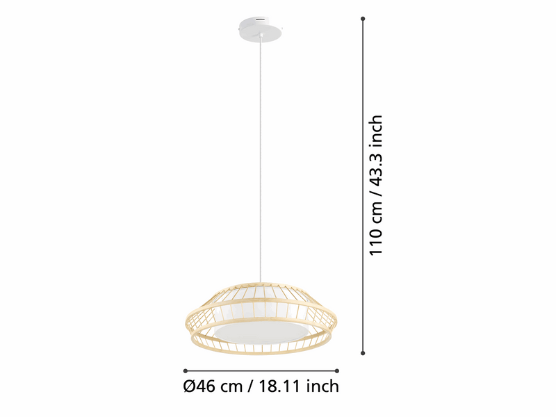EGLO YUKU-Z PENDELLEUCHTE Ø460 RGBTW WEISS/BAMBUS