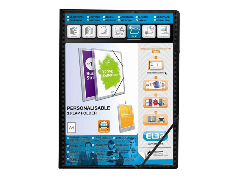 ELBA Polyvision - 3-flap folder - for A4 - opaque black