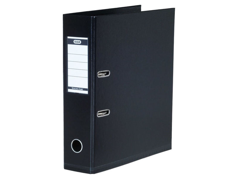 ELBA  "Strong-Line" Lever Arch File PP exchangeable spine label  Black A4 8 cm