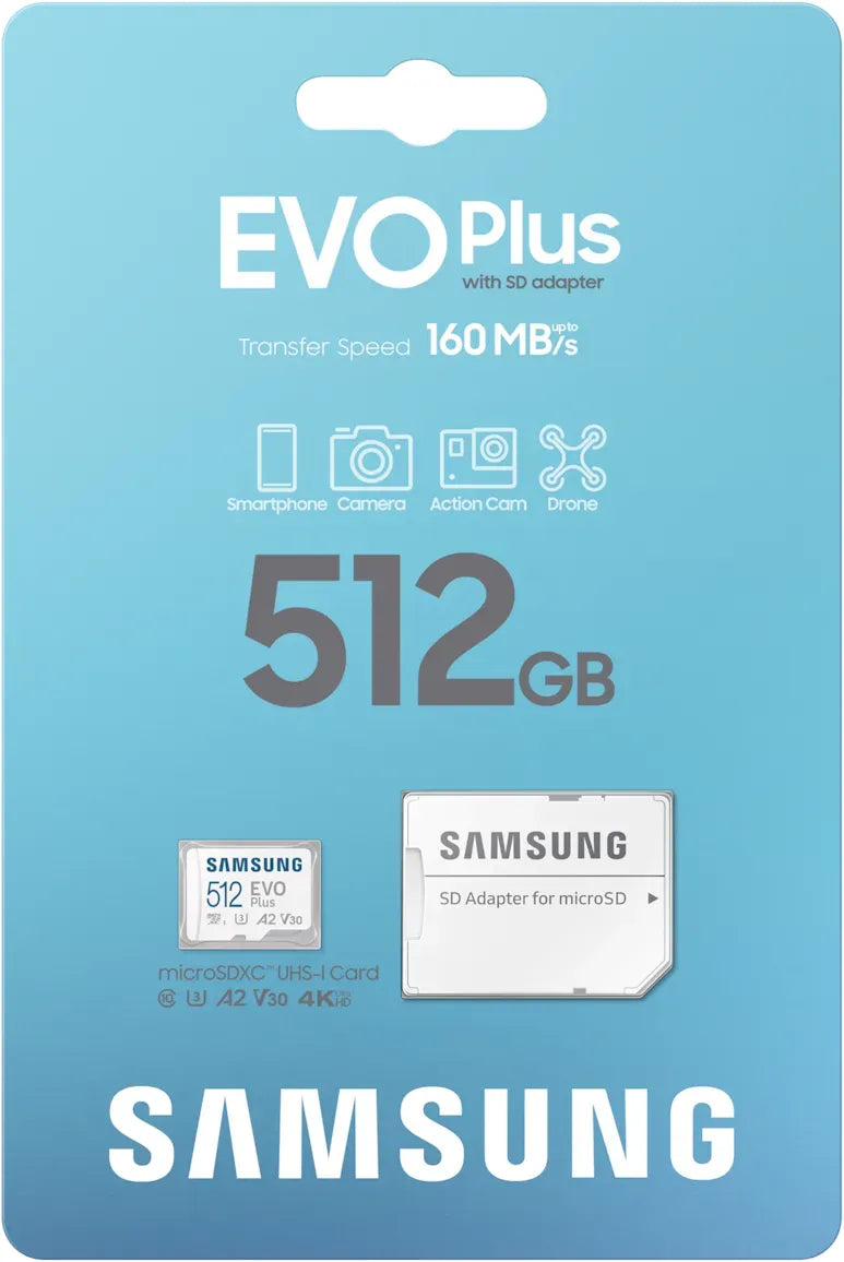 Samsung EVO Plus microSD-Speicherkarte (2024) (inkl. SD Adapter) - 512 GB